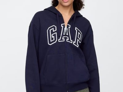 Relaxed Gap Logo Zip Hoodie- Navy Uniform