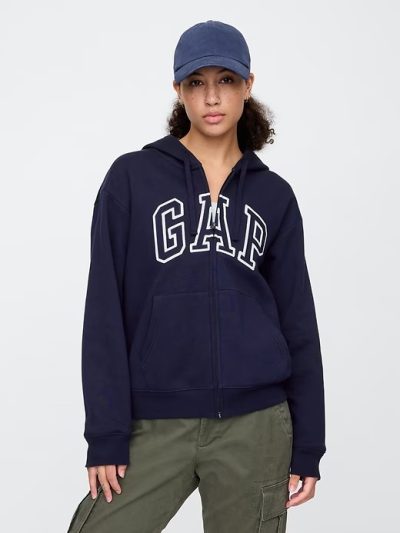 Relaxed Gap Logo Zip Hoodie-  Navy Uniform - Image 1