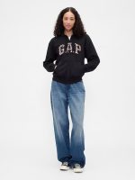 Relaxed Gap Logo Zip Hoodie- Minifloral True Black - Image 2