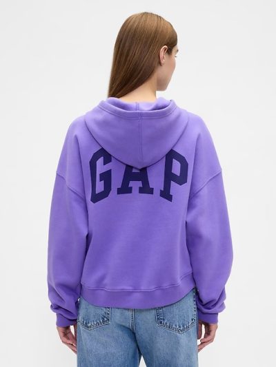 Relaxed Gap Mini-Logo Cropped Hoodie-Iris - Image 2