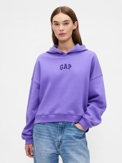 Relaxed Gap Mini-Logo Cropped Hoodie-Iris - Image 1