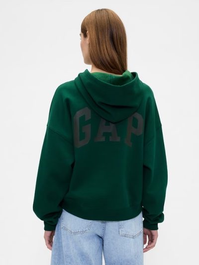 Relaxed Gap Mini-Logo Cropped Hoodie-Evergreen Glamour Green - Image 2