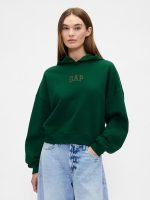 Relaxed Gap Mini-Logo Cropped Hoodie-Evergreen Glamour Green
