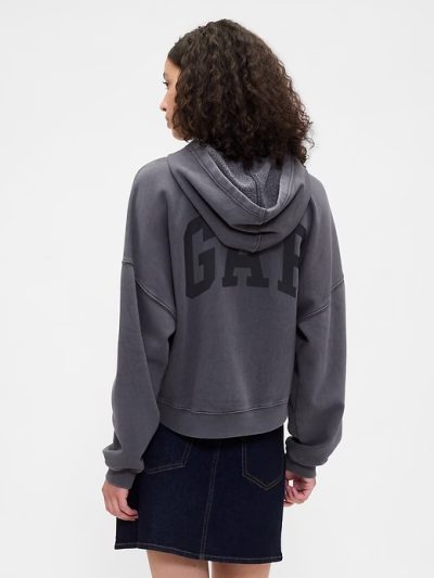 Relaxed Gap Mini-Logo Cropped Hoodie-Deep Sailor Blue - Image 2