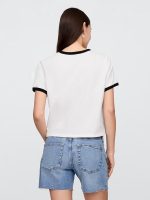 Shrunken Ringer Graphic T-Shirt- White - Image 3