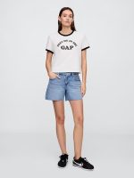 Shrunken Ringer Graphic T-Shirt- White - Image 2