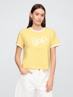Shrunken Ringer Graphic T-Shirt- Pale Banana