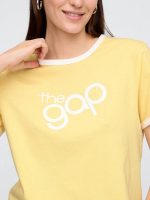 Shrunken Ringer Graphic T-Shirt- Pale Banana - Image 3