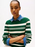 Stripe Boatneck Rib-Knit Sweater- Dark Beige - Image 2