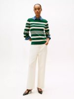 Stripe Boatneck Rib-Knit Sweater- Dark Beige - Image 3