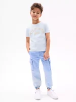 Kids' 1985 Monotype Arch Logo T-Shirt-Breezy Blue Heather - Image 3