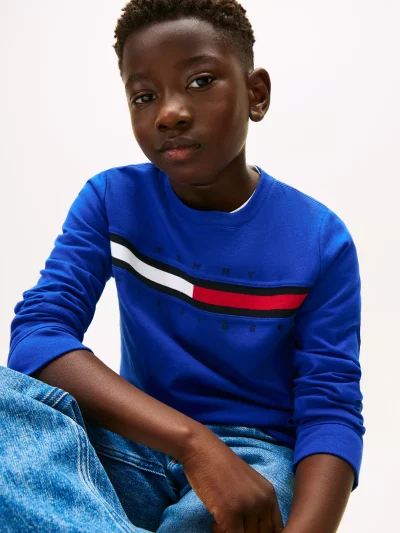 Kids' Long-Sleeve Flag Logo T-Shirt-Wedge Blue - Image 4