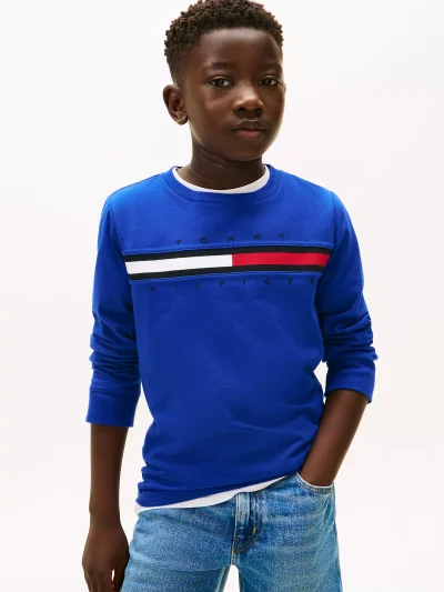 Kids' Long-Sleeve Flag Logo T-Shirt-Wedge Blue - Image 1