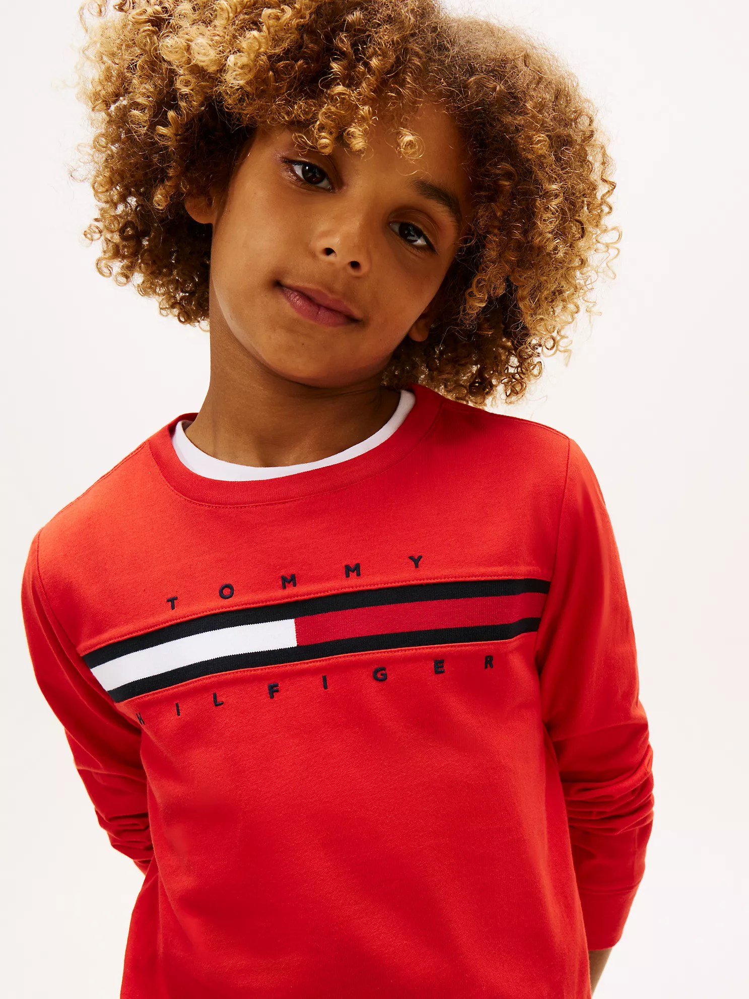 XB01598_XNL_alternate1 Kids' Long-Sleeve Flag Logo T-Shirt-Deep Crimson - Image 4