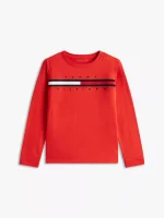 Kids' Long-Sleeve Flag Logo T-Shirt-Deep Crimson - Image 2