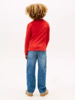 Kids' Long-Sleeve Flag Logo T-Shirt-Deep Crimson - Image 3