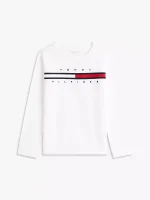 Kids' Long-Sleeve Flag Logo T-Shirt-Optic White - Image 2