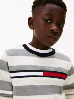 Kids' Long-Sleeve Stripe Logo T-Shirt-Ivory - Image 3