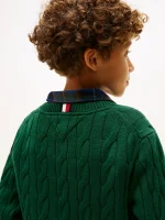 Kids' Cable Knit Sweater - Ornamental Green #XB01611-L6K - Image 3