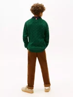 Kids' Cable Knit Sweater - Ornamental Green #XB01611-L6K - Image 2