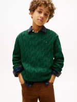 Kids' Cable Knit Sweater - Ornamental Green #XB01611-L6K