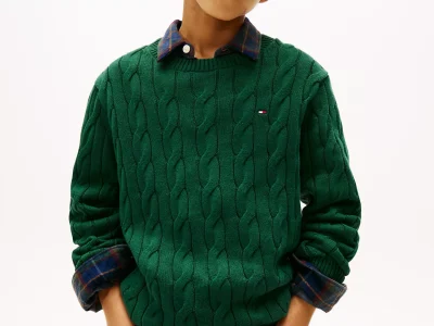Kids' Cable Knit Sweater - Ornamental Green #XB01611-L6K