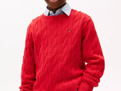 Kids' Cable Knit Sweater - Red #XB01611-XLG