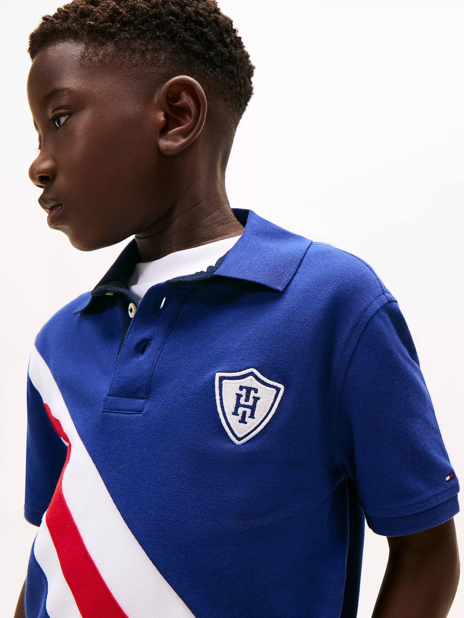 XB01615_C7H_alternate1 Kids' Banner Stripe Polo Shirt-Blue Ink - Image 4