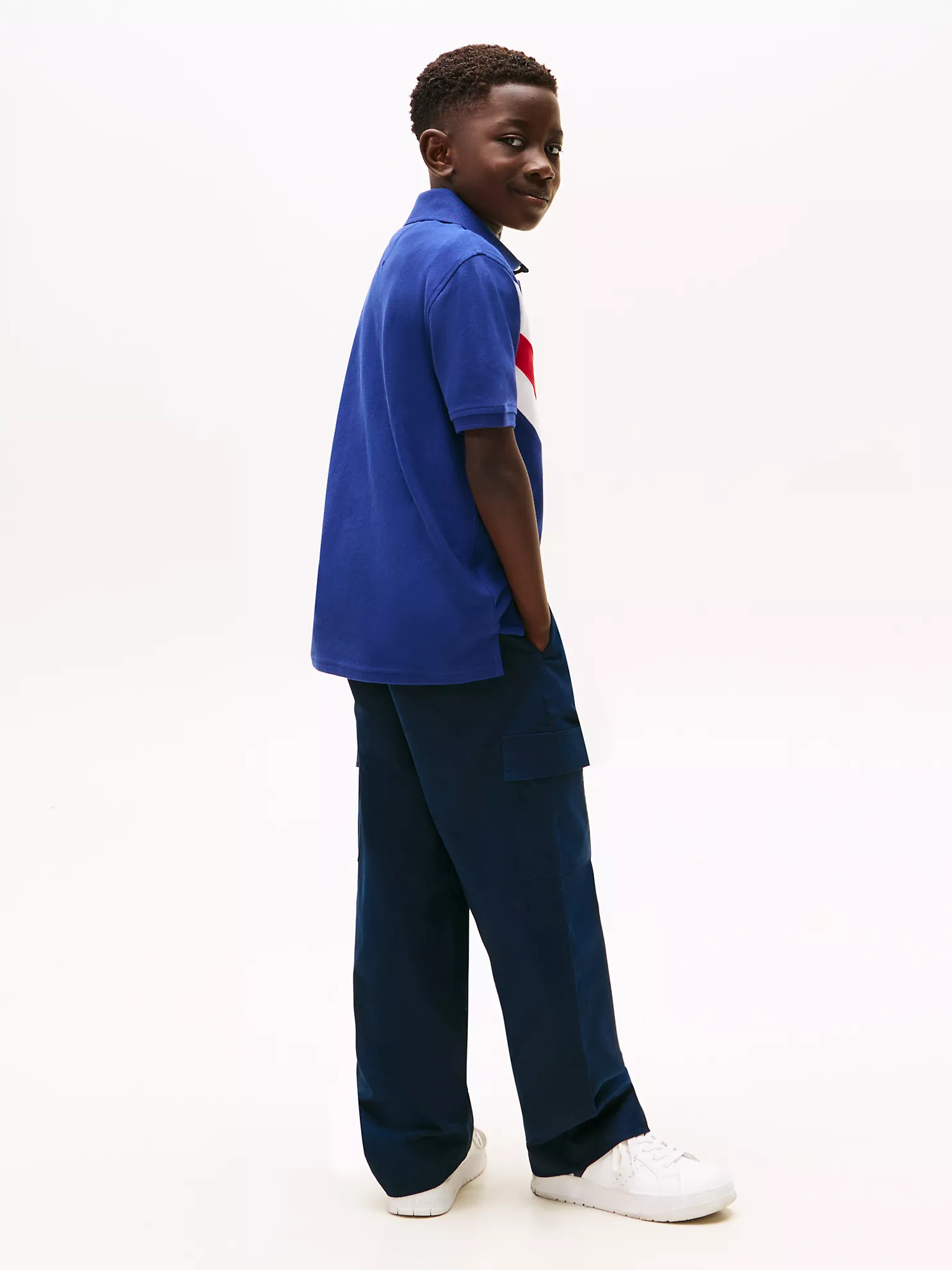 XB01615_C7H_alternate5 Kids' Banner Stripe Polo Shirt-Blue Ink - Image 3
