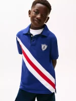 Kids' Banner Stripe Polo Shirt-Blue Ink