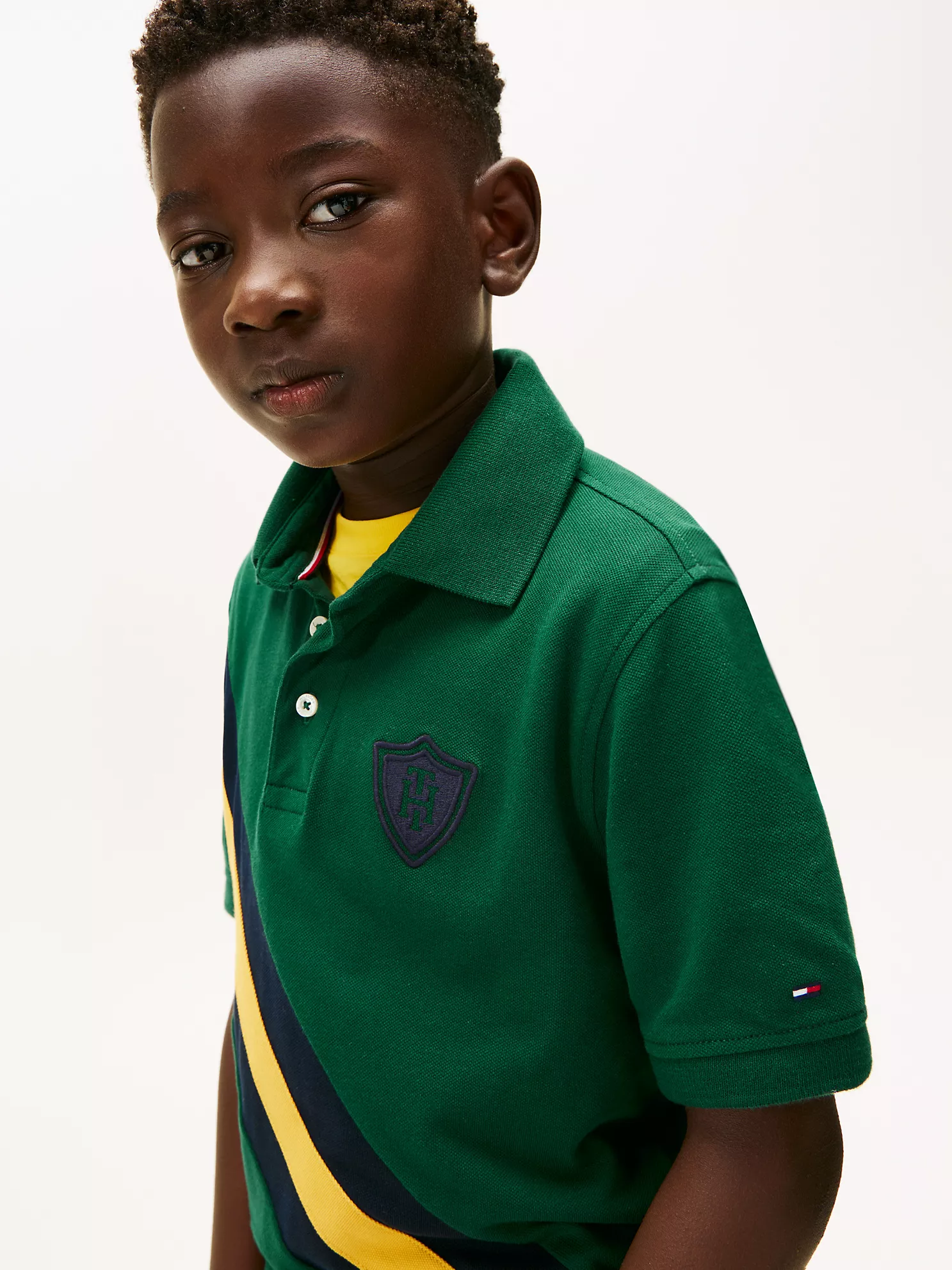 XB01615_L6K_alternate1 Kids' Banner Stripe Polo Shirt-Ornamental Green - Image 4