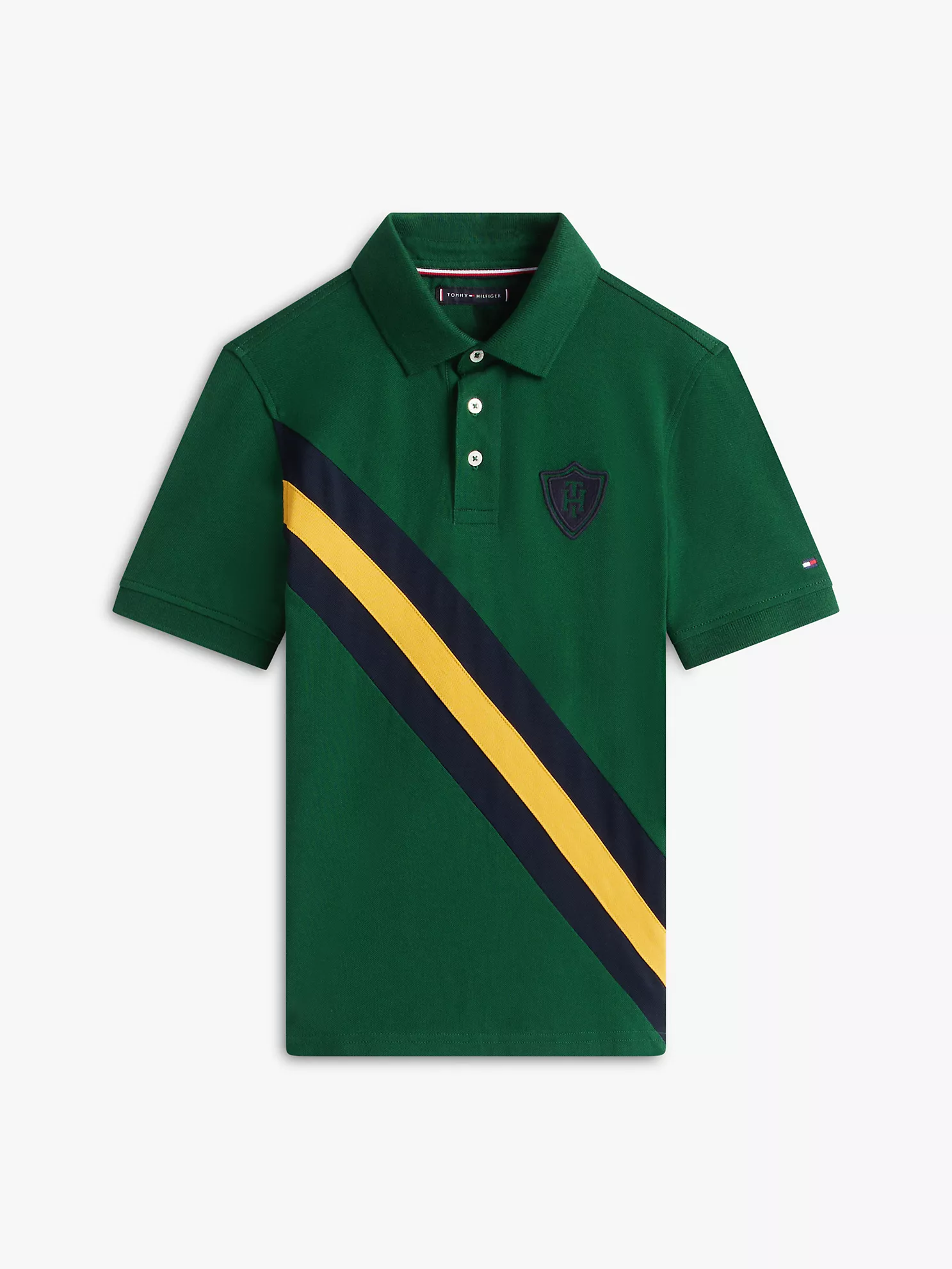 XB01615_L6K_alternate10 Kids' Banner Stripe Polo Shirt-Ornamental Green - Image 2