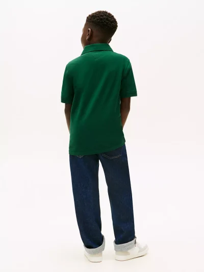 Kids' Banner Stripe Polo Shirt-Ornamental Green - Image 3