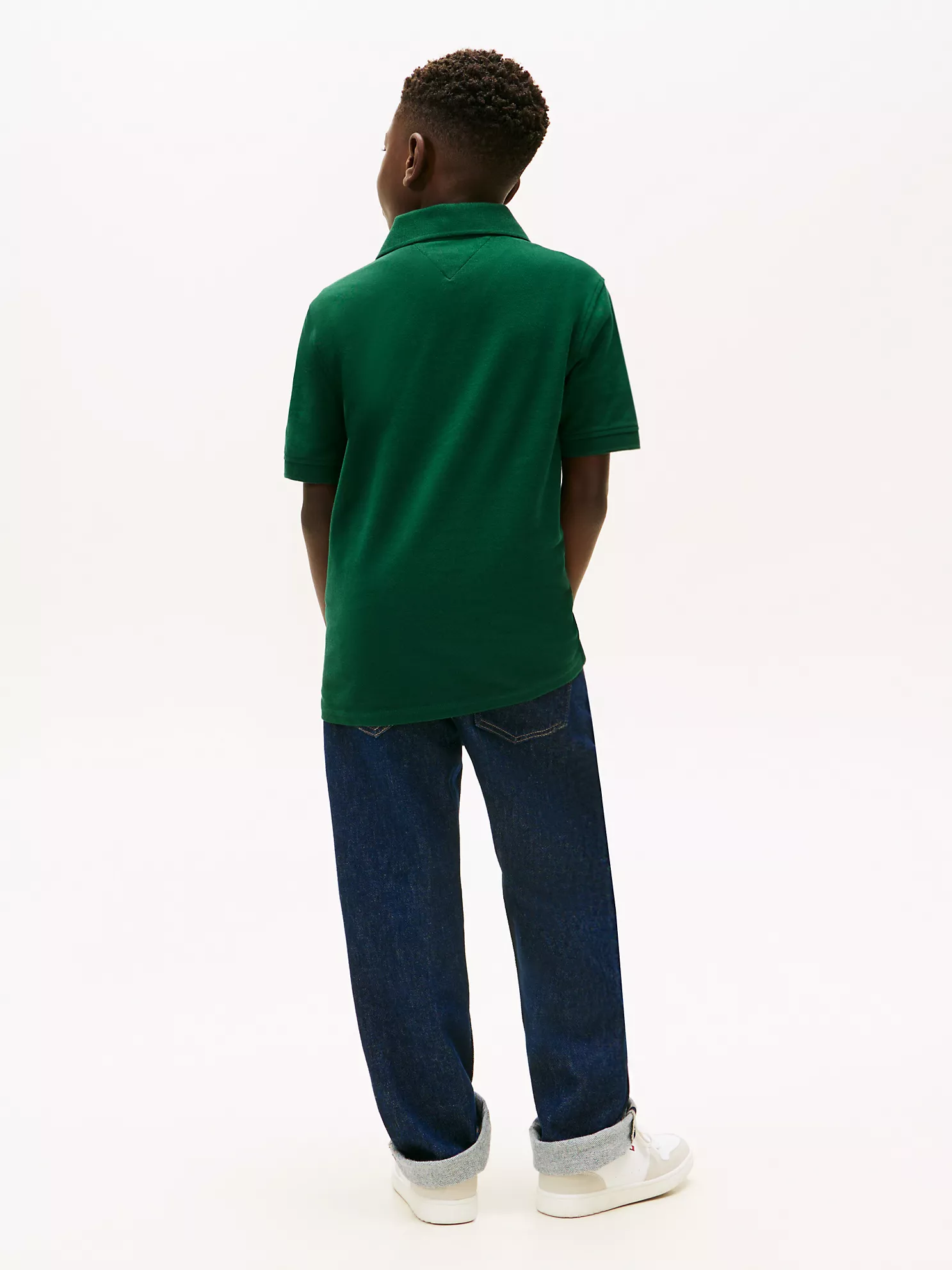 XB01615_L6K_alternate5 Kids' Banner Stripe Polo Shirt-Ornamental Green - Image 3