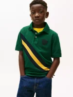 Kids' Banner Stripe Polo Shirt-Ornamental Green