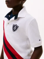 Kids' Banner Stripe Polo Shirt-Optic White - Image 4