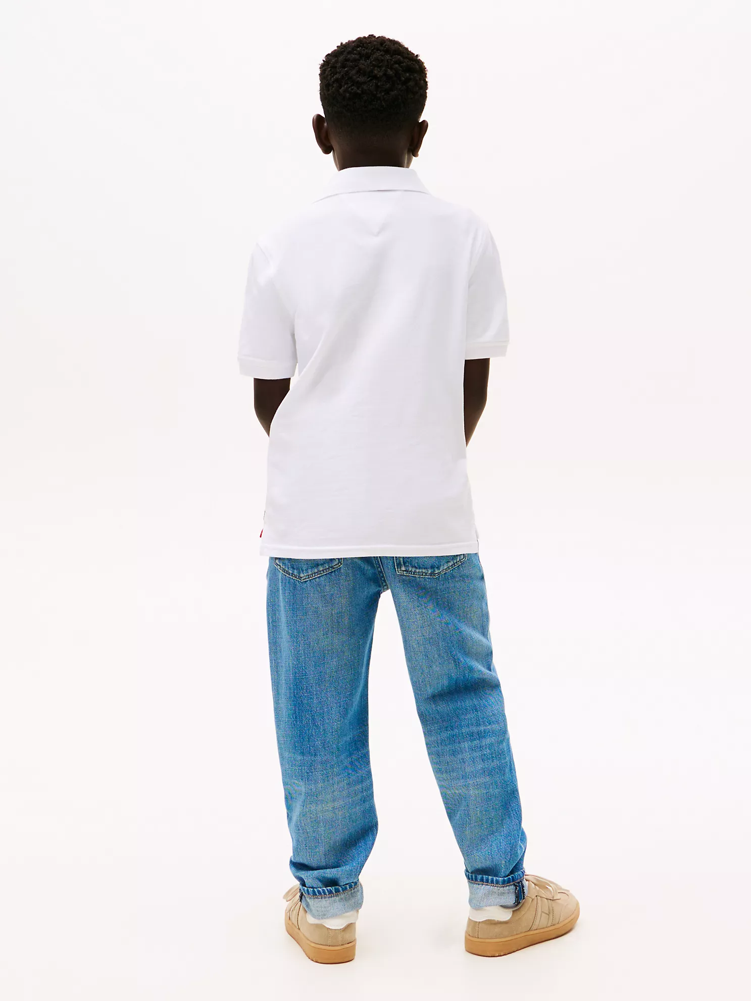 XB01615_YCF_alternate5 Kids' Banner Stripe Polo Shirt-Optic White - Image 3