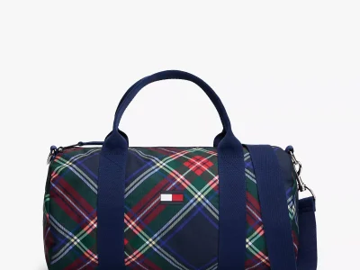 Kids' Plaid Duffle Bag-Carbon Navy Multi