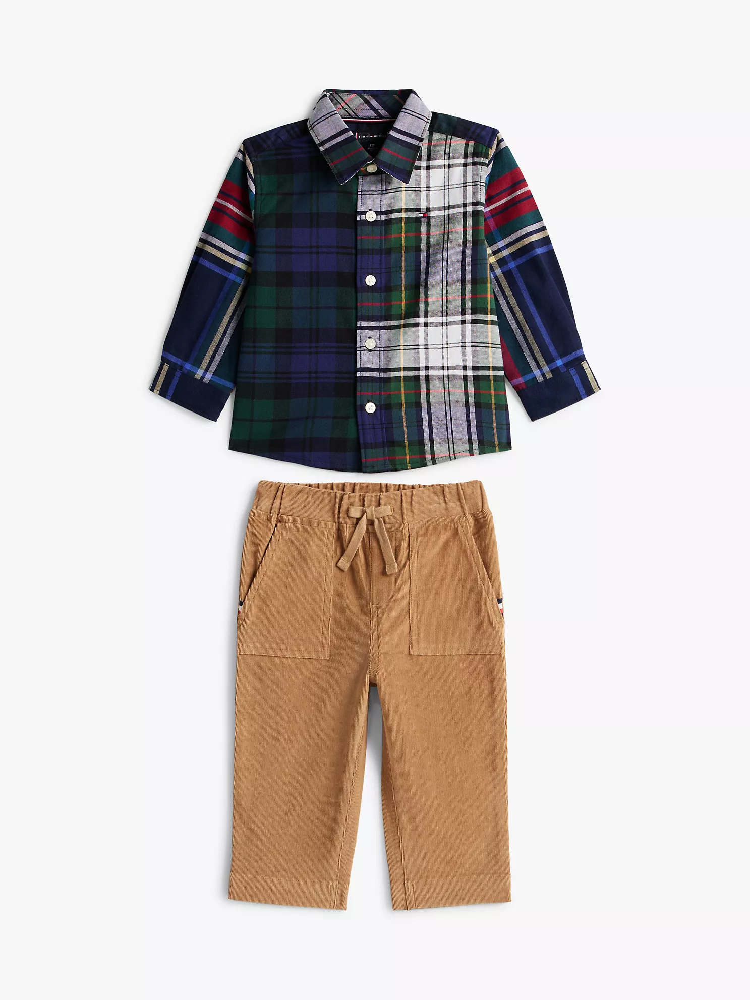 XB01787_DCC_main Babies' Mixed Plaid Shirt & Pant Set-Carbon Navy - Image 1