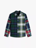 Kids' Holiday Mixed Plaid Stretch Shirt-Carbon Navy - Image 2