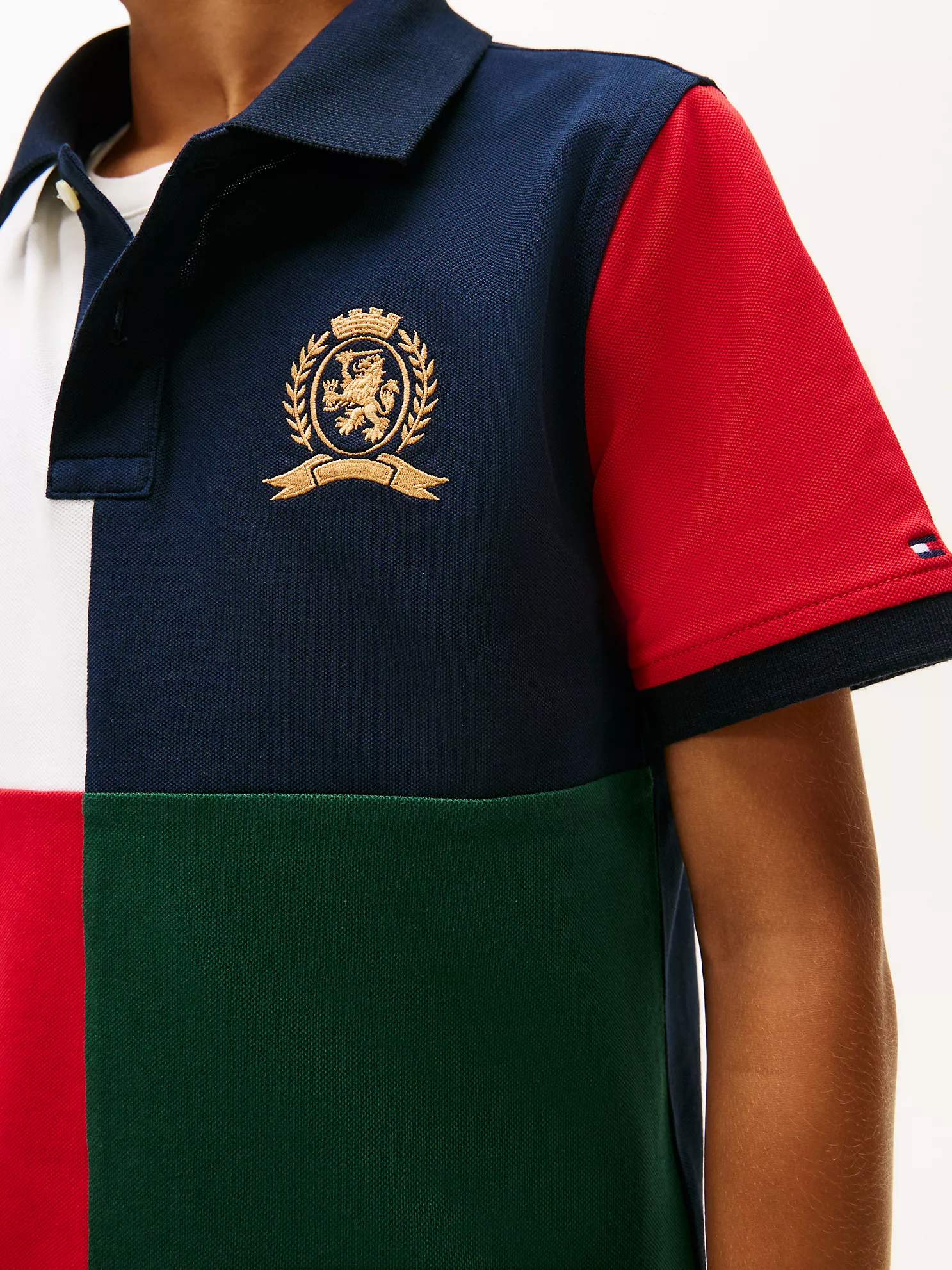 XB01792_DW5_alternate1 Kids' Colorblock Crest Logo Polo-Navy - Image 4
