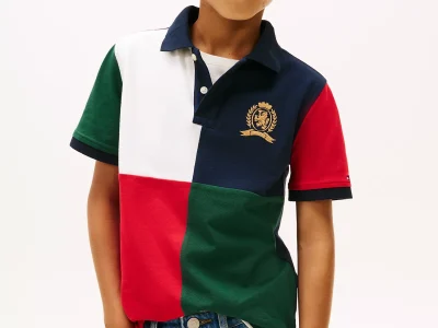 Kids' Colorblock Crest Logo Polo-Navy