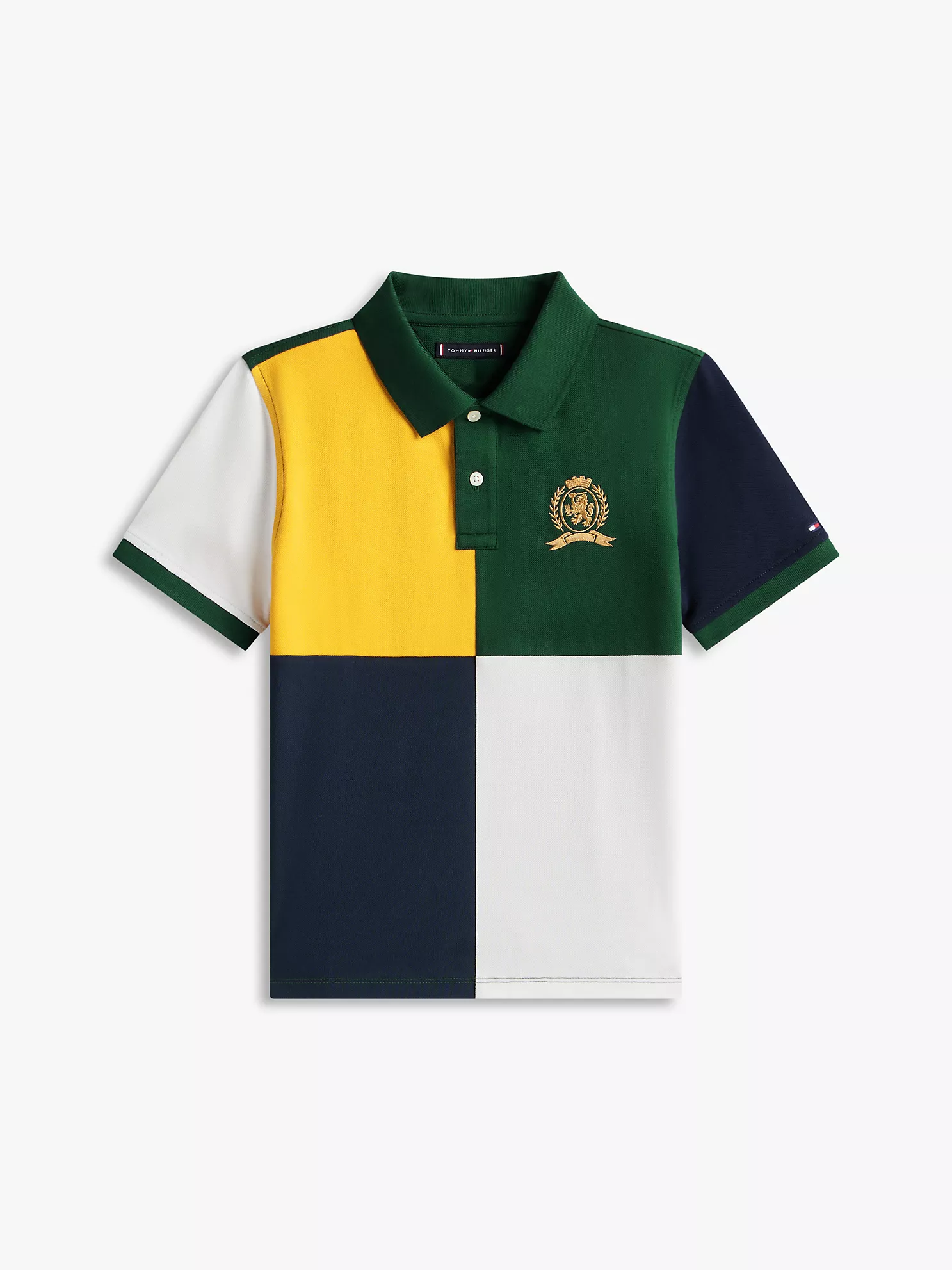 XB01792_L6K_alternate10 Kids' Colorblock Crest Logo Polo-Ornamental Green - Image 2