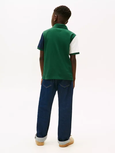 Kids' Colorblock Crest Logo Polo-Ornamental Green - Image 3