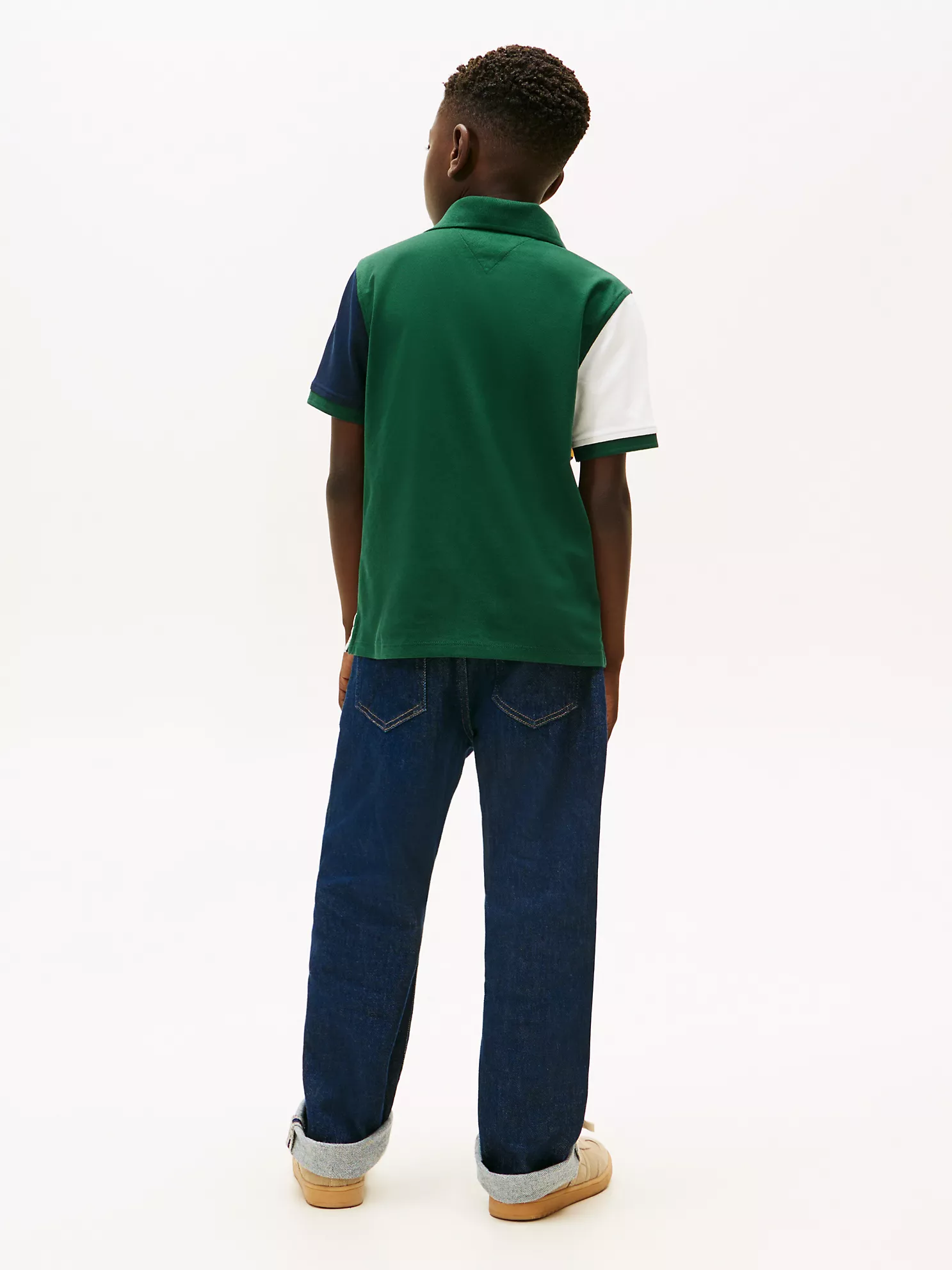 XB01792_L6K_alternate5 Kids' Colorblock Crest Logo Polo-Ornamental Green - Image 3