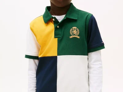 Kids' Colorblock Crest Logo Polo-Ornamental Green