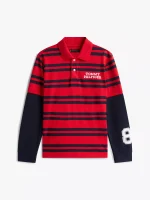 Kids' Logo Stripe Layered-Look Polo-Deep Crimson - Image 2