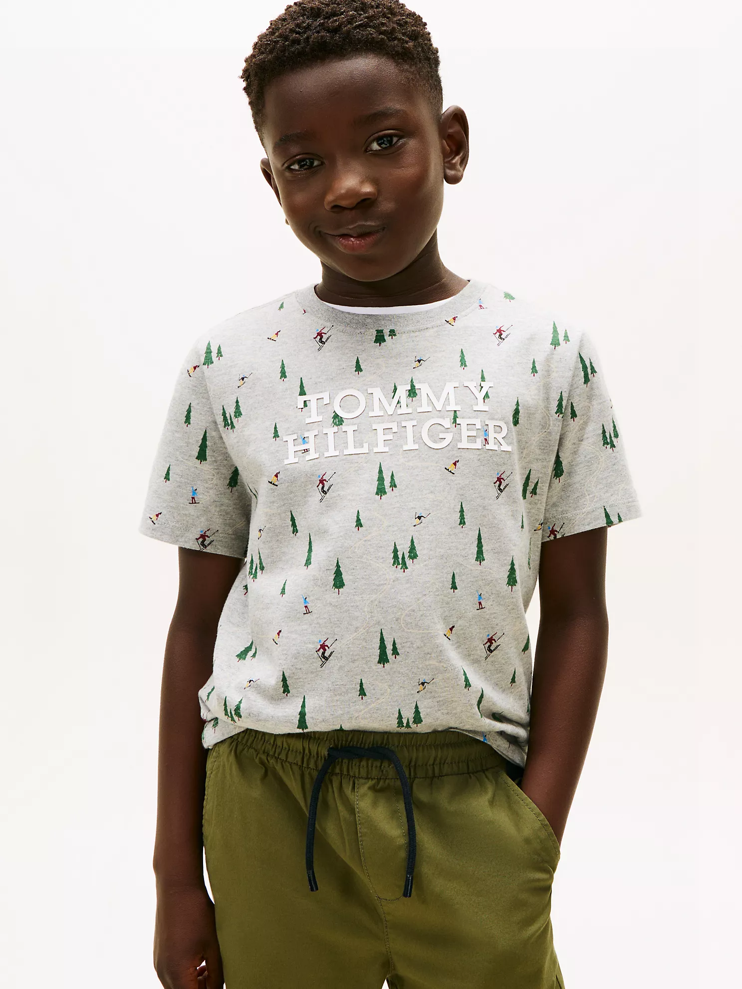 XB01841_P61_main Kids' Tommy Ski Motif Logo T-Shirt-Light Grey Heather - Image 1