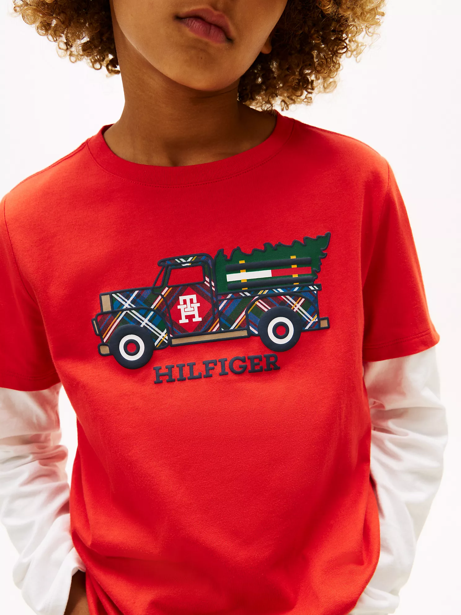 XB01842_XNL_alternate1 Kids' Holiday Truck Layered Look T-Shirt-Deep Crimson - Image 4