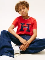 Kids' Hilfiger Crest Logo T-Shirt-Deep Crimson - Image 4